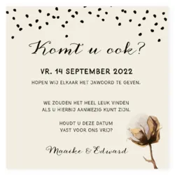 Save the date kaart katoenbollen