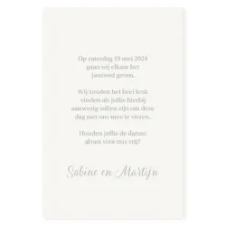 Save the date kaart zilveren glimmend hart