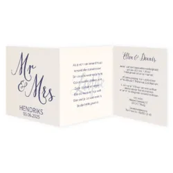 Trouwkaart drieluik Mr & Mrs