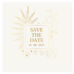 Save the date botanisch glimmend goud