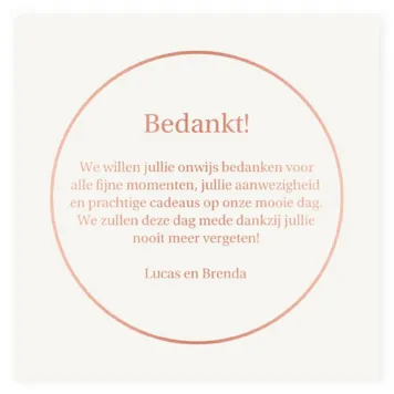 Bedankkaart rose goud