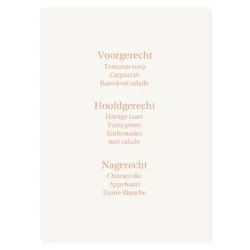 Menukaart rose goud