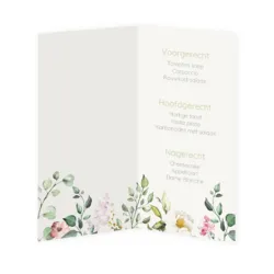 Menukaart aquarel bloemen met groene tekst