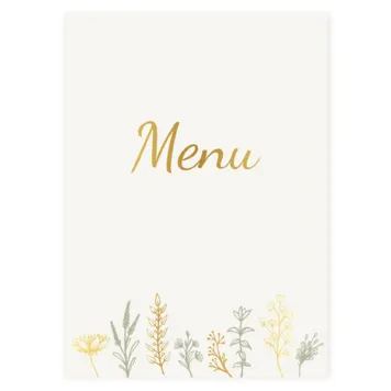 Menukaart groen en gouden bloemen