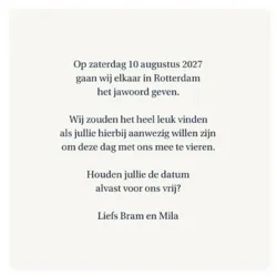 Vierkante Save the date kaart blauw