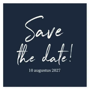 Vierkante Save the date kaart blauw