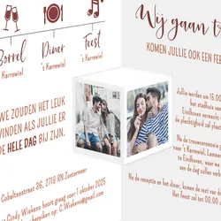 Trouwkaart drieluik tijdlijn zalm