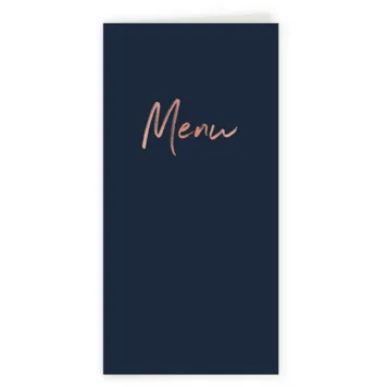 Menukaart blauw met rose foliedruk
