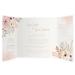 Trouwkaart botanisch met rose foliedruk