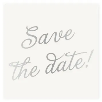 Save the date kaart wit met zilver foliedruk