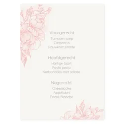 Menukaart rose bloemen