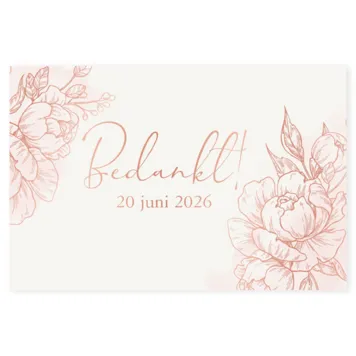 Bedankkaart rose bloemen