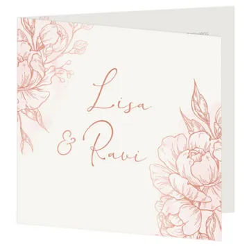Trouwkaart rose bloemen