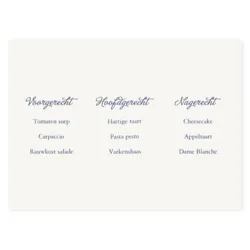 Menukaart donkerblauw