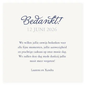 Bedankkaart donkerblauw