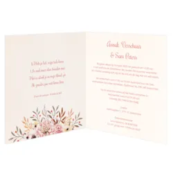 Trouwkaart waterverf bloemen roze
