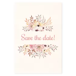 Save the date kaart waterverf bloemen roze