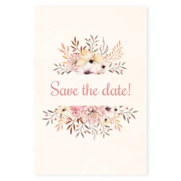 Save the date kaart waterverf bloemen roze