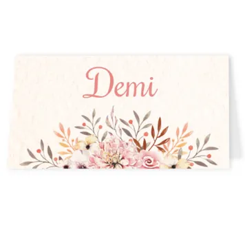 Tafelkaart waterverf bloemen roze