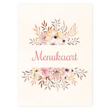 Menukaart waterverf bloemen roze