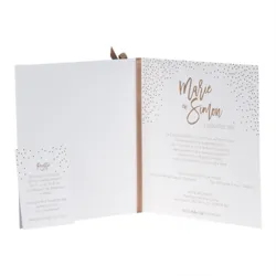 Trouwkaart Vierkante trouwkaart met confetti in rose goudfolie