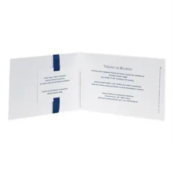 Trouwkaart Blanco fotokaart met donkerblauw lint