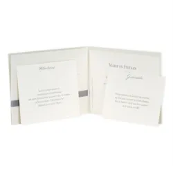 Trouwkaart Stijlvolle pochette met grijs lint