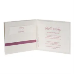 Trouwkaart Stijlvolle pochette met oudroze lint