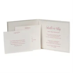 Trouwkaart Stijlvolle pochette met oudroze lint