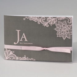Trouwkaarten paars en roze - trouwkaart 108166