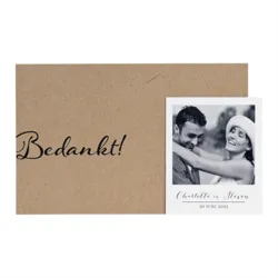 Trouwkaart Kraft dankkaart met polaroid - Bedankt