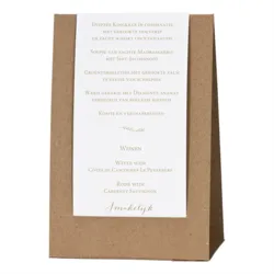 Trouwkaart Menu staander kraft met witte folie
