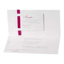 Trouwkaart Blanco kaart met fuchsia lint