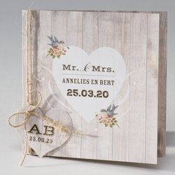 Trouwkaarten met strikjes en linten - trouwkaart 106034