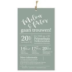 Trouwkaart houten hoesje botanical