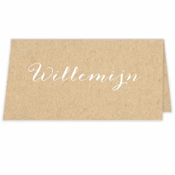 Tafelkaart kraftlook met sierlijk wit lettertype