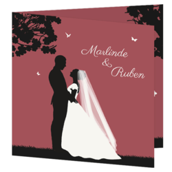 Silhouet trouwkaart bruidspaar