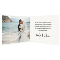 Liggende bedankkaart blauw met eigen foto's