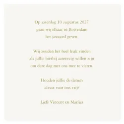 Save the date kaart botanisch met foliedruk
