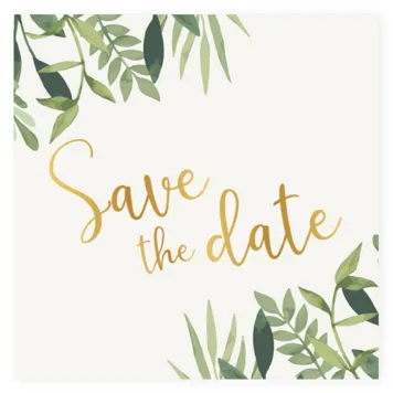 Save the date kaart botanisch met foliedruk