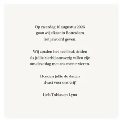 Save the date kaart zwart met foliedruk zilver