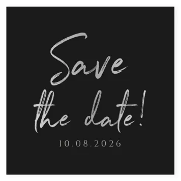 Save the date kaart zwart met foliedruk zilver