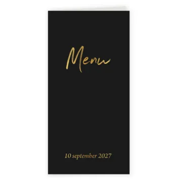 Menukaart zwart met goud foliedruk