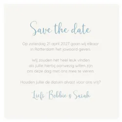 Save the date kaart met stippen in zilver foliedruk