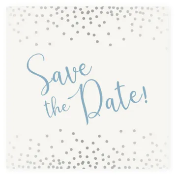 Save the date kaart met stippen in zilver foliedruk