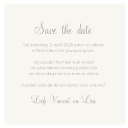 Save the date kaart stippen rose