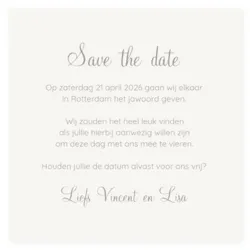 Save the date kaart stippen rose