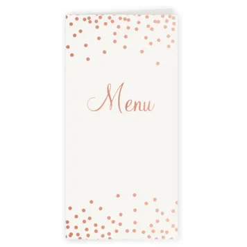 Menukaart met stippen in rose foliedruk