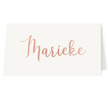 Tafelkaart wit met rose foliedruk