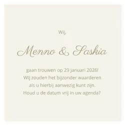 Save the date kaart parelmoerpapier